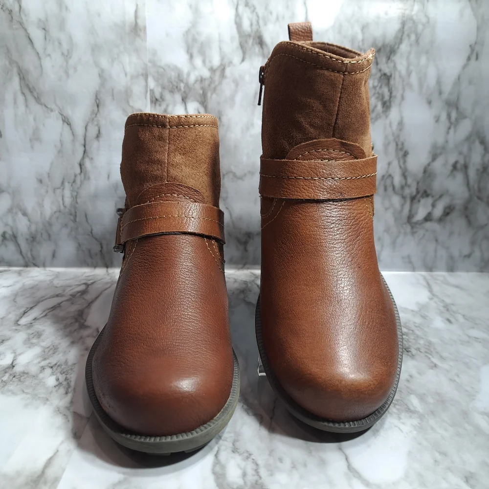 Earth Origins By Earth Women's Paris Ankle Boots Suede Leather Brown Size 9W - Picture 3 of 16